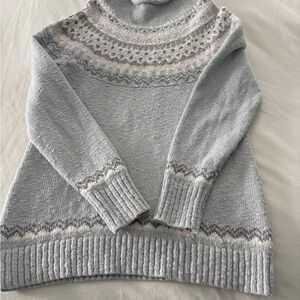 LL Bean Women's Cotton Ragg Gray Patterned Sweater